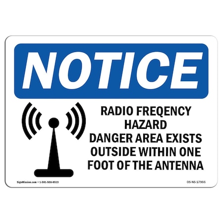 Signmission OSHA Notice Sign, 3.5" Height, 5" Width, Radio Frequency Hazard Danger Sign With Symbol, Landscape OS-NS-D-35-L-17966